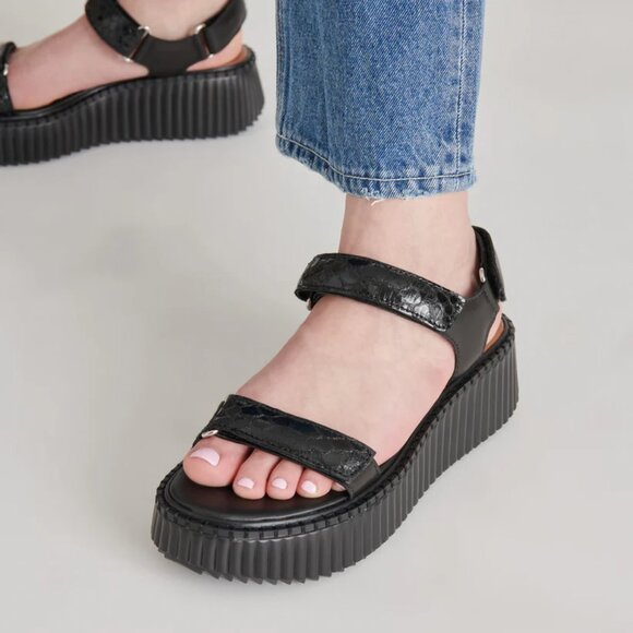 NEW DOLCE VITA Leather Debra Sandals midnight black for women 254 3M2T - Picture 3 of 13